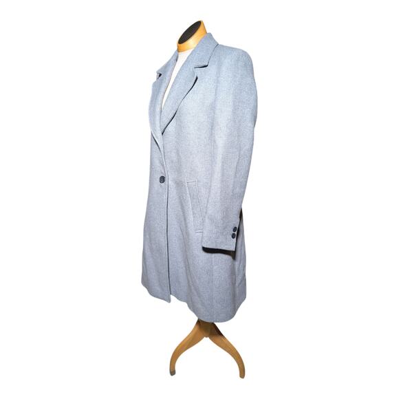 Zara Light Gray Wool Blend Fitted Two Button Minimalist Classic Overcoat Sz M - Picture 1 of 6